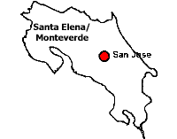Mapa de Costa Rica con Monteverde